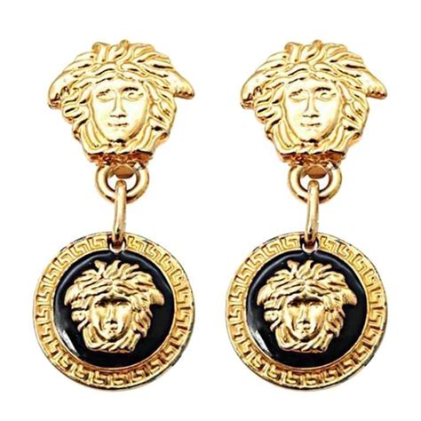 versace mini black earrings|versace versus earrings.